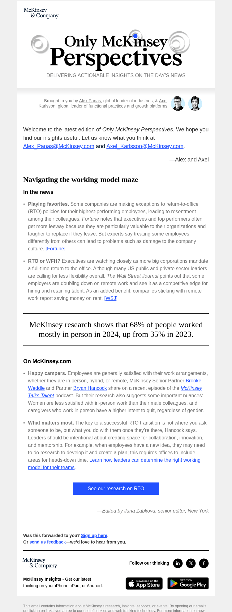 Письмо компании «McKinsey & Company» на тему «Making the most of return to office»
