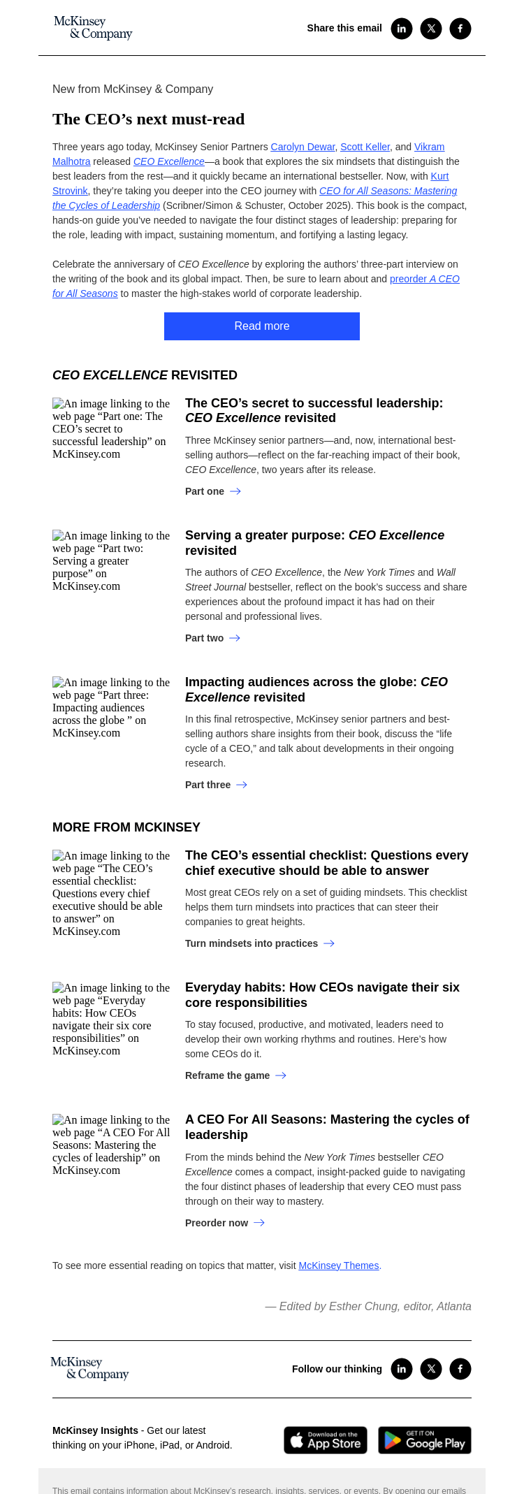 Письмо компании «McKinsey & Company» на тему «Coming soon: a new playbook for leaders»