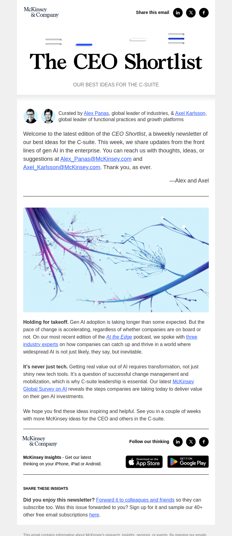 Письмо компании «McKinsey & Company» на тему «Any day now: The gen AI revolution»