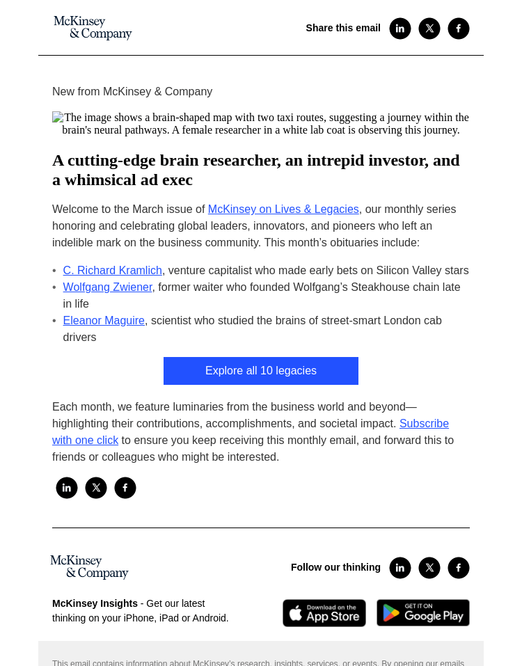 Письмо компании «McKinsey & Company» на тему «A cutting-edge brain researcher, an intrepid investor, and a whimsical ad exec﻿»