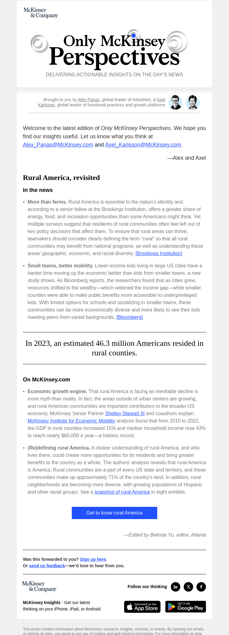 Письмо компании «McKinsey & Company» на тему «How well do you know rural America?»