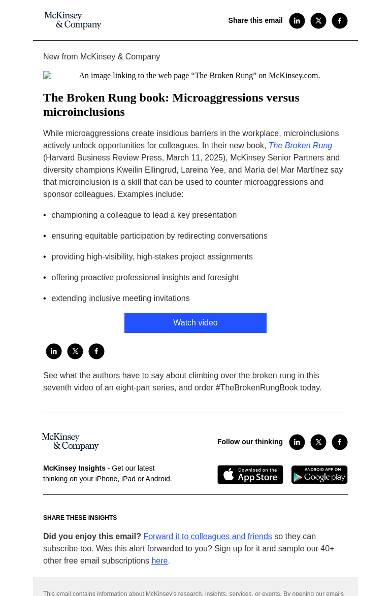 Письмо компании «McKinsey & Company» на тему «Microaggressions versus microinclusions»