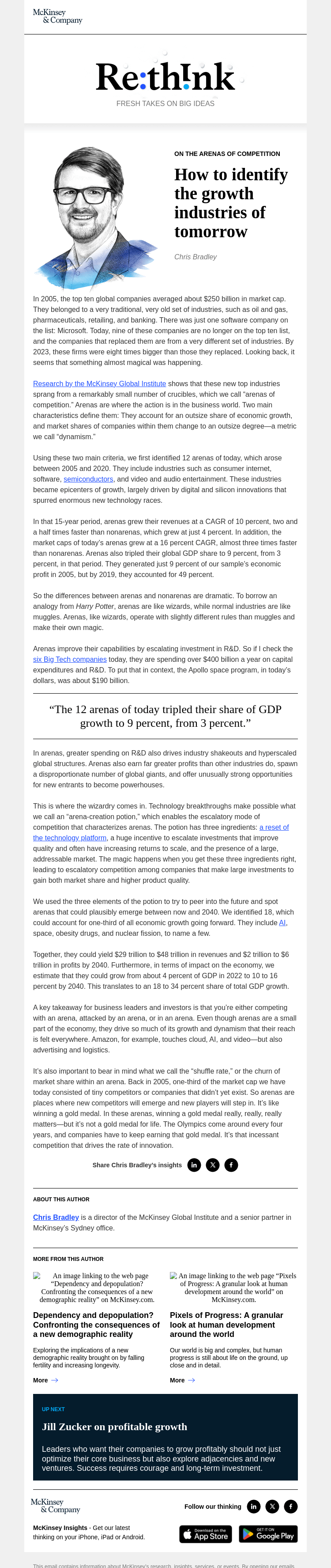 Письмо компании «McKinsey & Company» на тему «The industries that will drive growth»