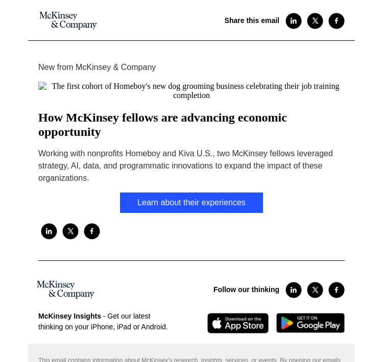 Письмо компании «McKinsey & Company» на тему «How McKinsey fellows are advancing economic opportunity»