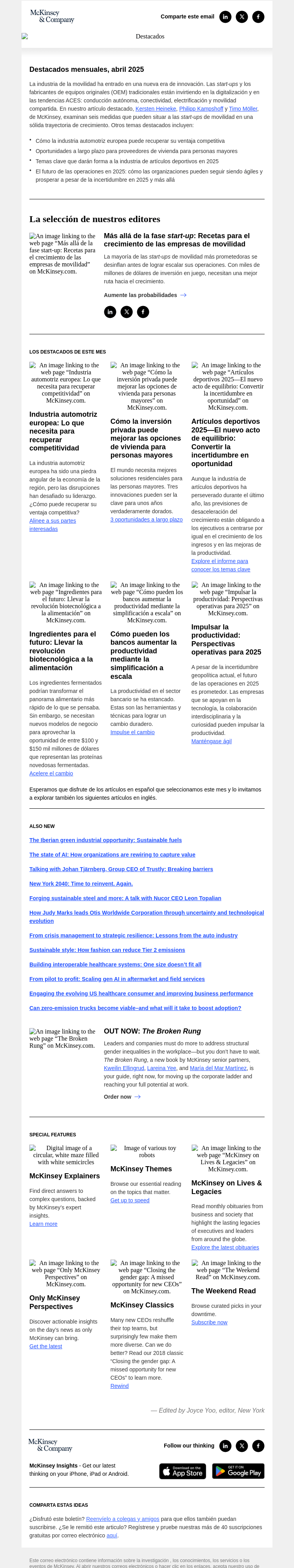 Письмо компании «McKinsey & Company» на тему «Una vía de crecimiento para las empresas de movilidad»