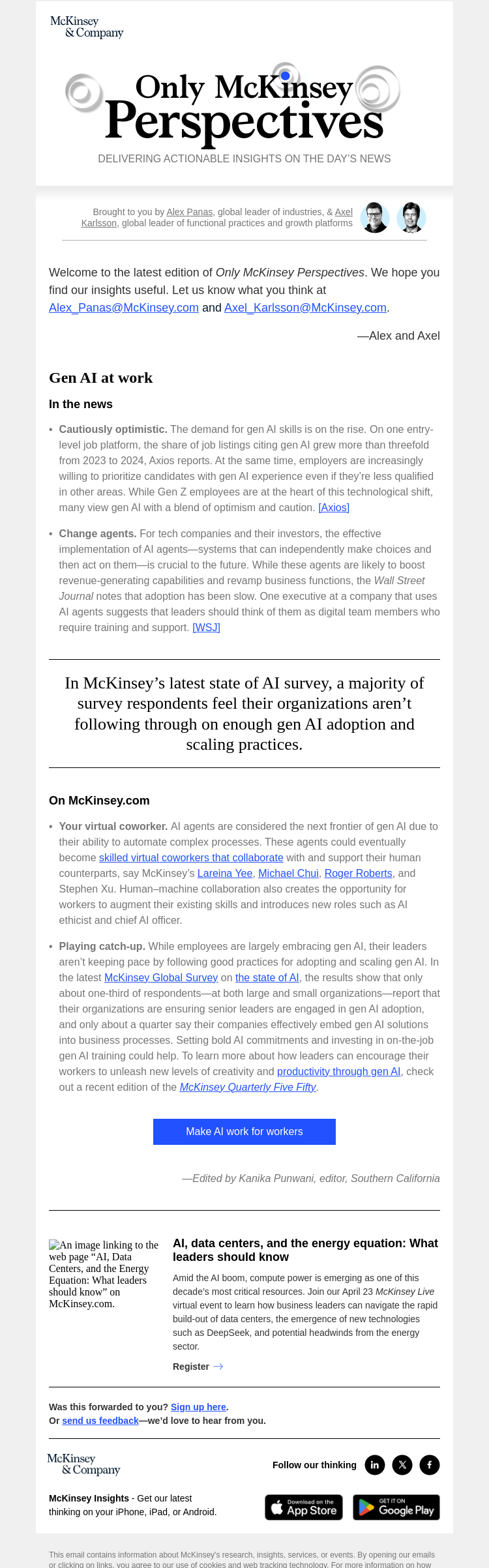 Письмо компании «McKinsey & Company» на тему «Preparing for the next frontier of gen AI»