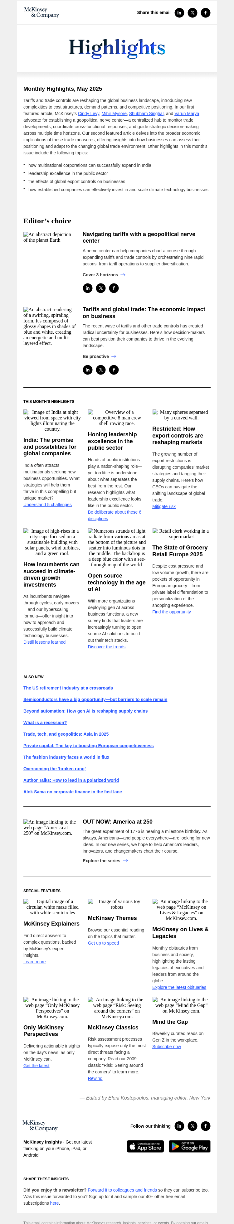 Письмо компании «McKinsey & Company» на тему «How tariffs are reshaping global business»