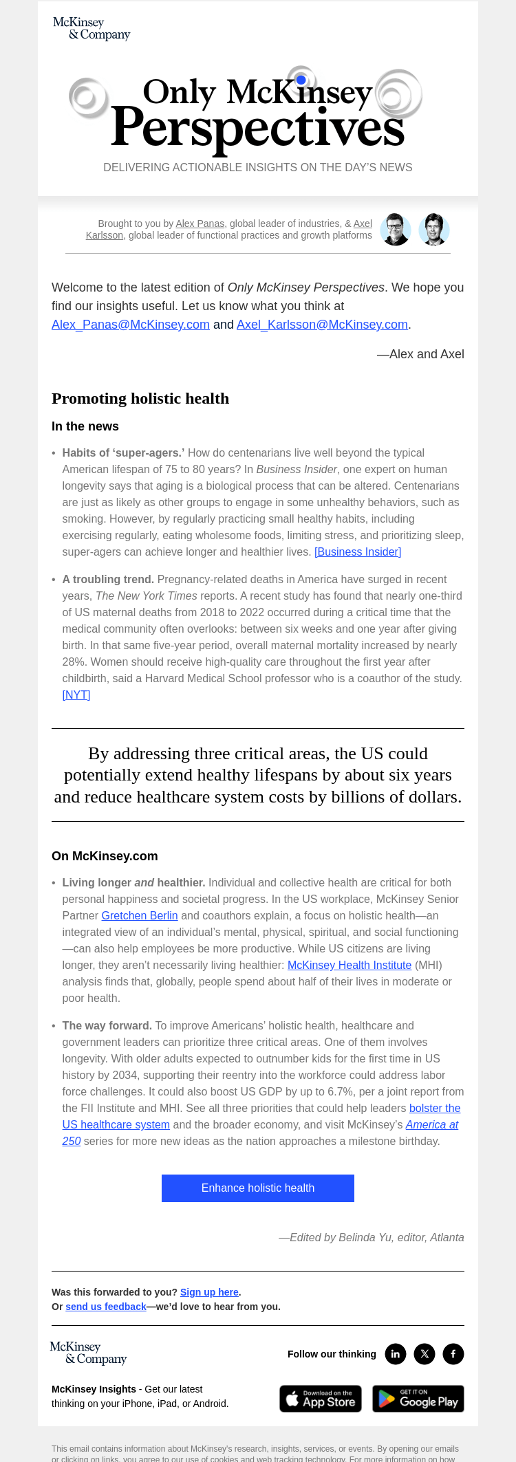 Письмо компании «McKinsey & Company» на тему «What can leaders do to improve workplace health?»