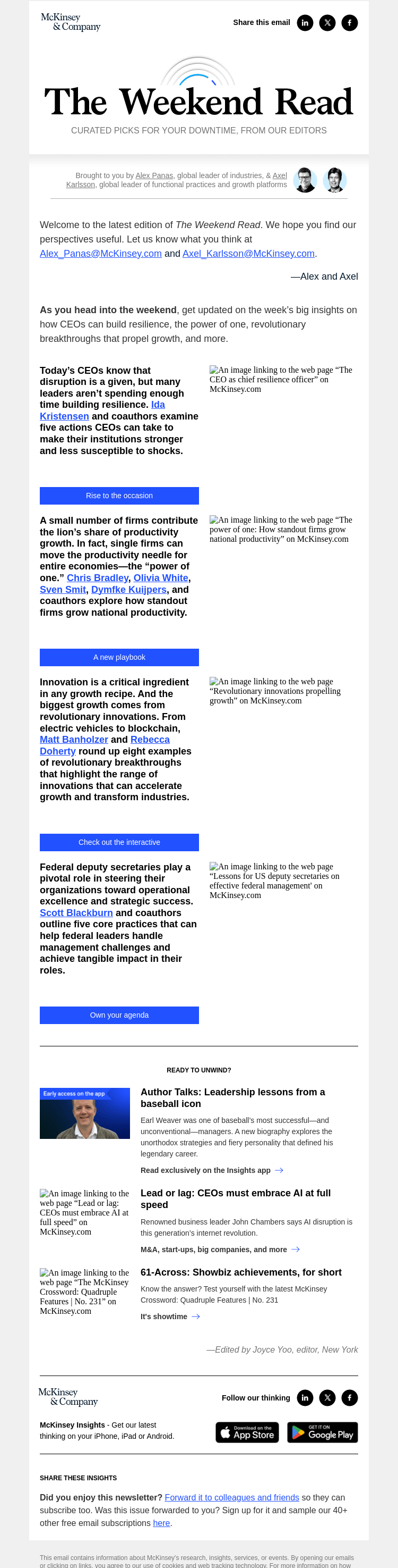 Письмо компании «McKinsey & Company» на тему «Five ways CEOs can make their institutions more resilient»