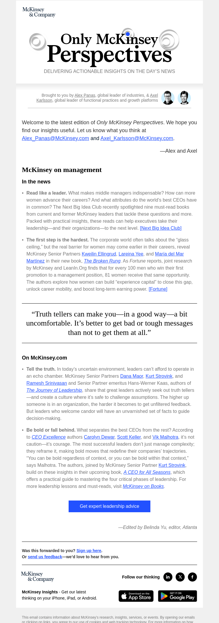 Письмо компании «McKinsey & Company» на тему «Can better reading make you a better leader?»