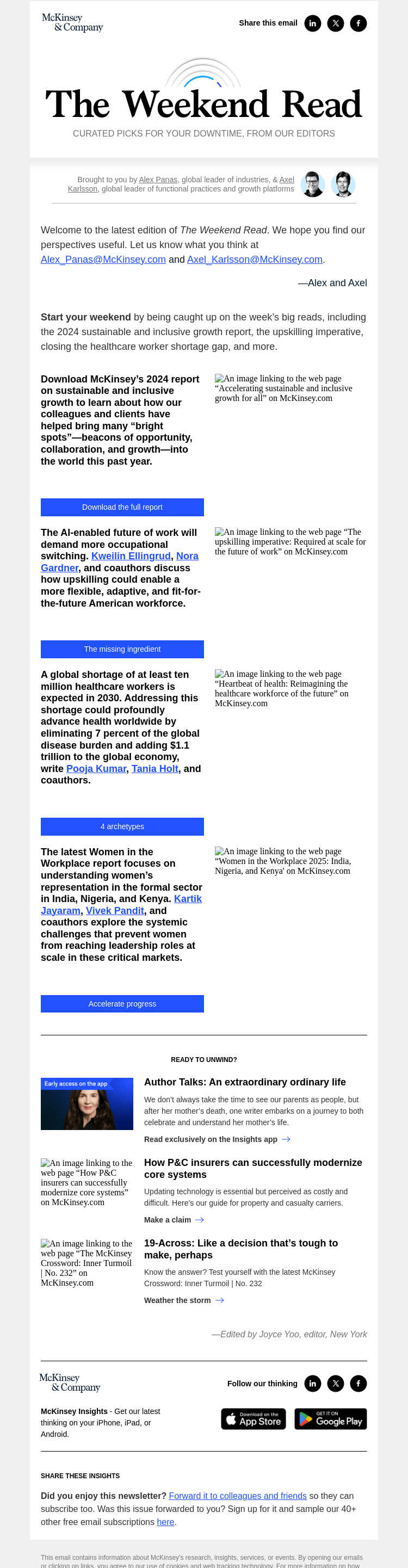 Письмо компании «McKinsey & Company» на тему «Why accelerating sustainable and inclusive growth for all matters»