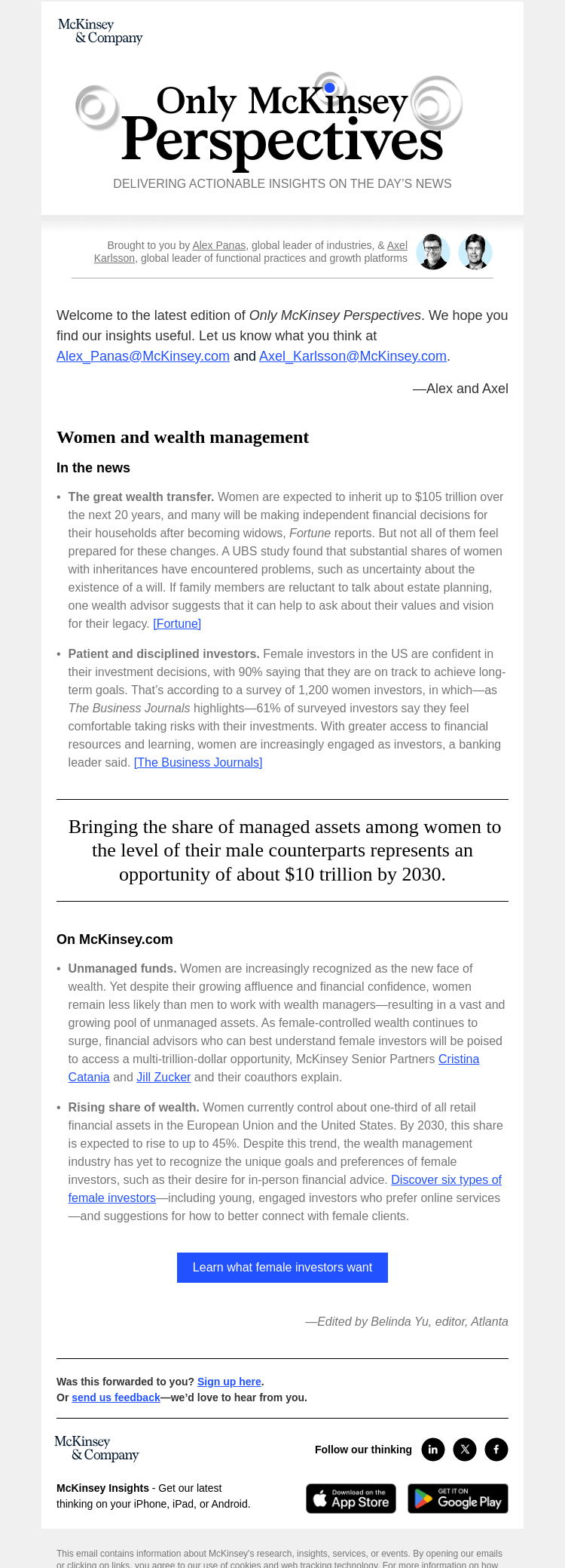 Письмо компании «McKinsey & Company» на тему «The changing face of wealth: A multi-trillion-dollar opportunity»