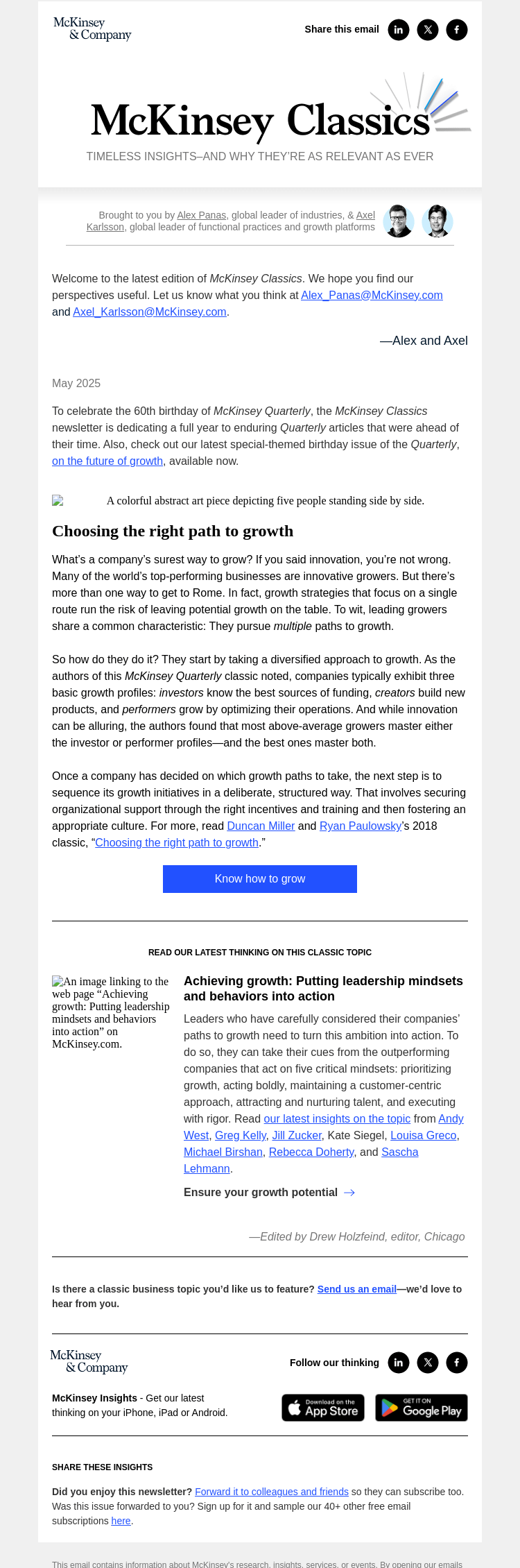 Письмо компании «McKinsey & Company» на тему «Is your company good to grow?»
