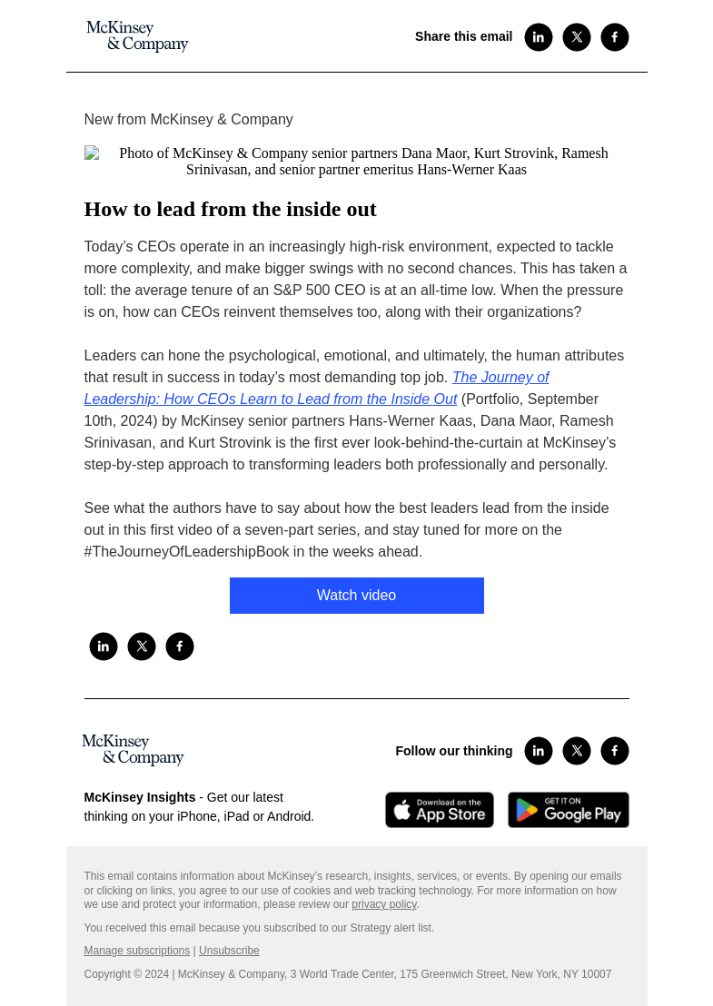 Письмо компании «McKinsey & Company» на тему «The leader is not the smartest person in the room»