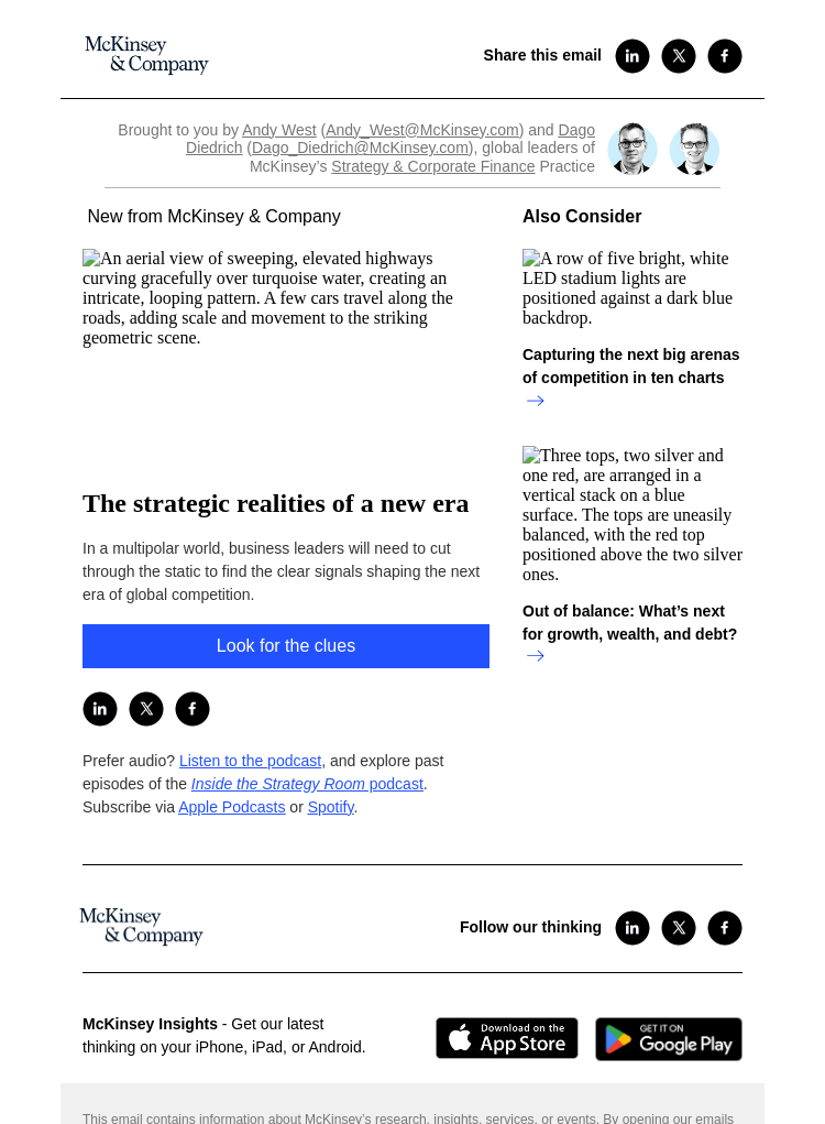 Письмо компании «McKinsey & Company» на тему «The strategic realities of a new era»