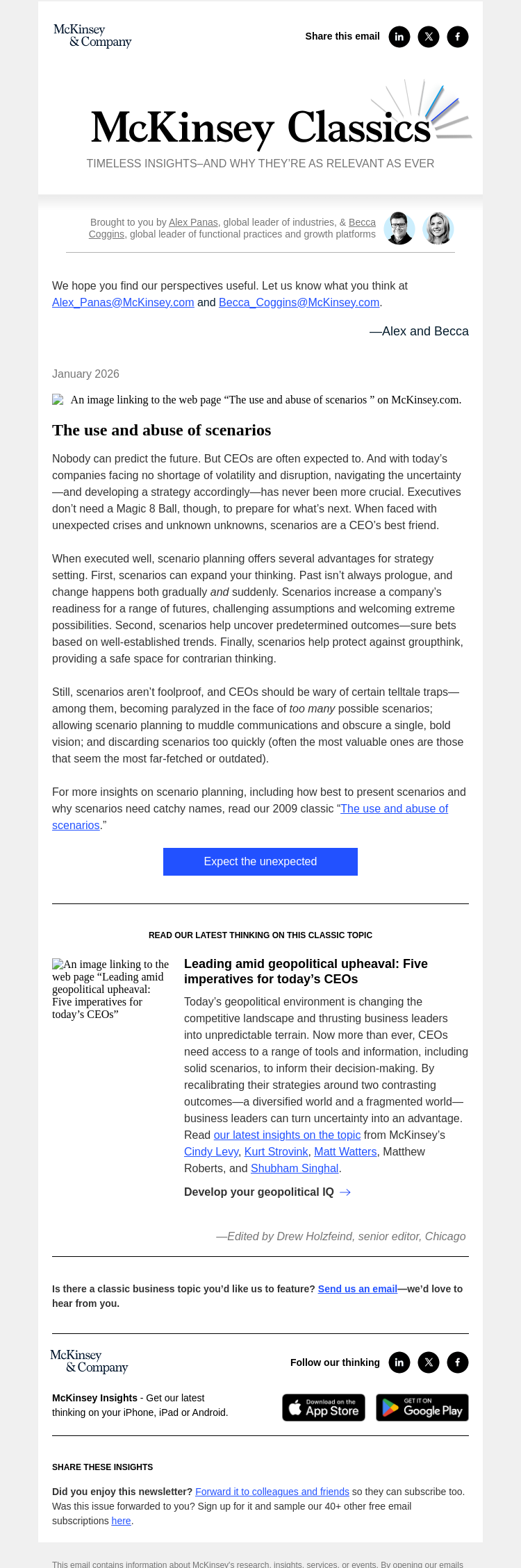 Письмо компании «McKinsey & Company» на тему «How scenario planning can help future-proof your company»