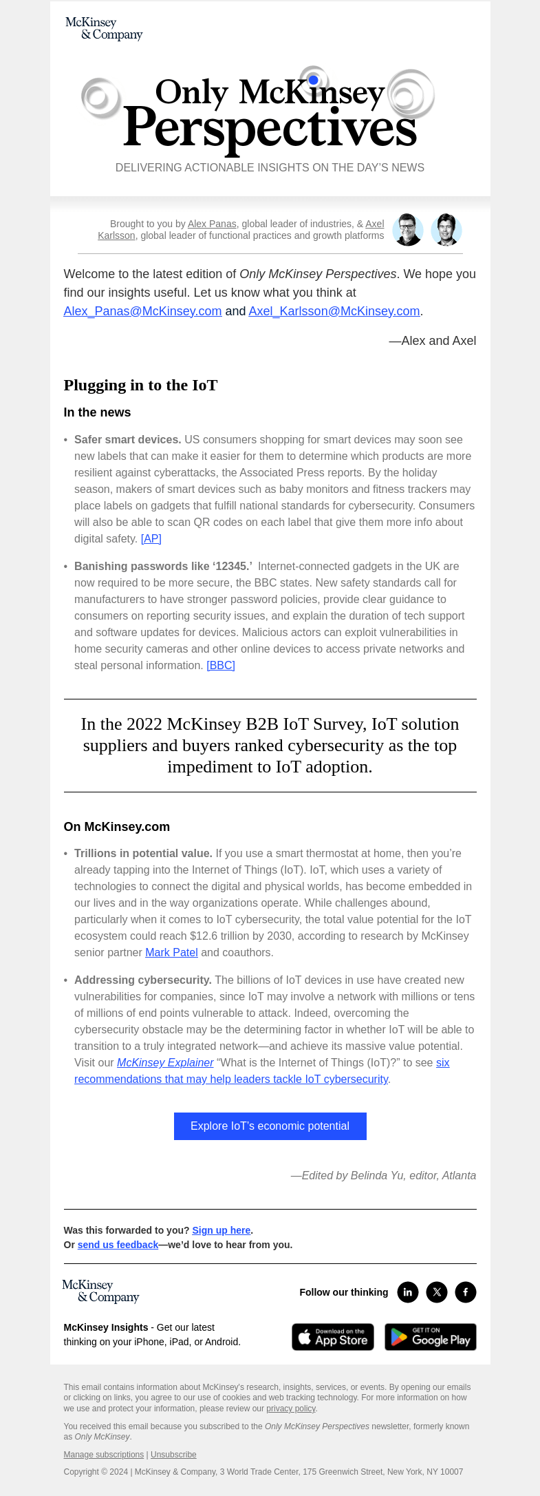 Письмо компании «McKinsey & Company» на тему «How much do you rely on web-linked gadgets?»