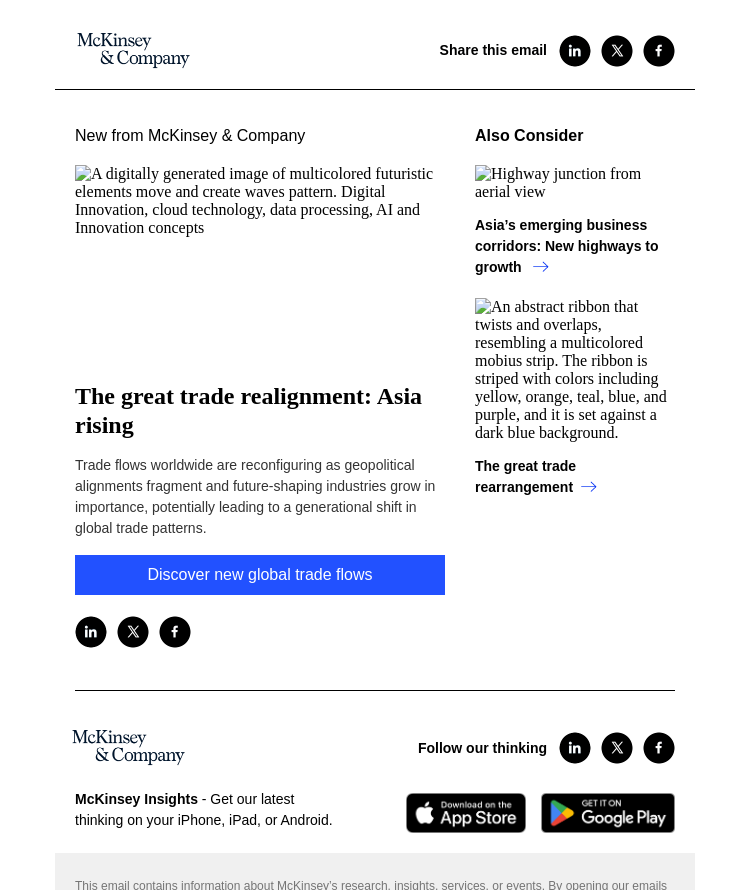 Письмо компании «McKinsey & Company» на тему «The great trade realignment: Asia rising»