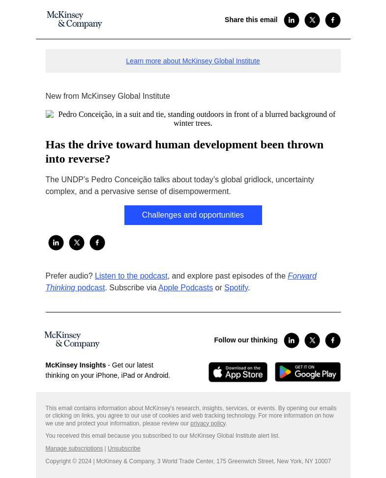 Письмо компании «McKinsey & Company» на тему «Has the drive toward human development been thrown into reverse?»