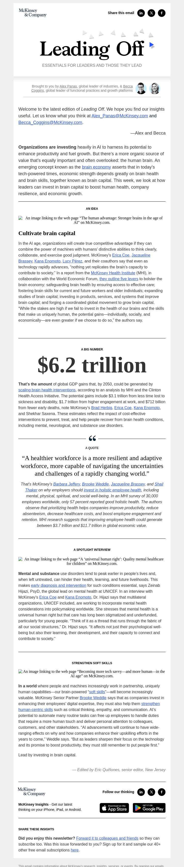 Письмо компании «McKinsey & Company» на тему «How to boost the brain economy: A leader’s guide»