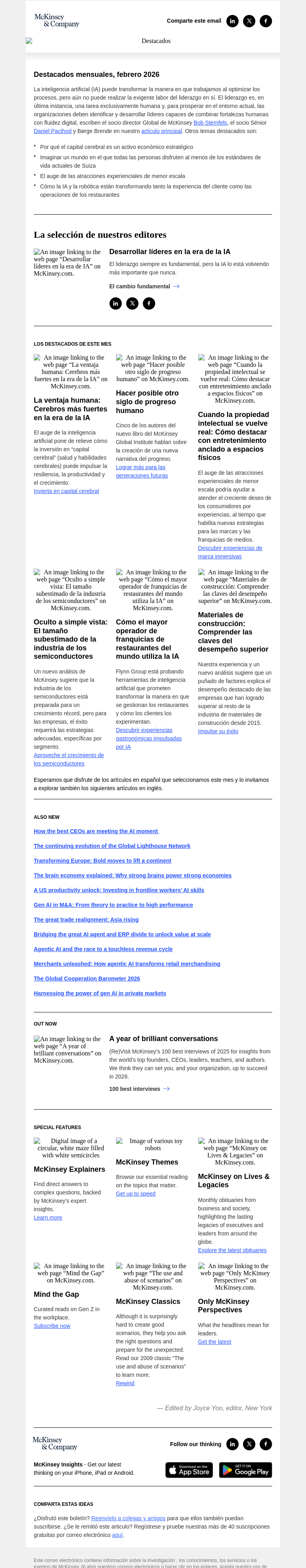 Письмо компании «McKinsey & Company» на тему «En la era de IA, el liderazgo es más importante que nunca »