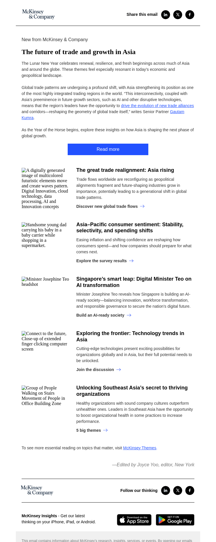Письмо компании «McKinsey & Company» на тему «Asia’s next chapter: New trade rules, new opportunities»