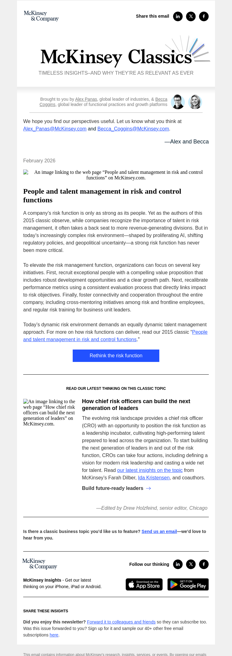 Письмо компании «McKinsey & Company» на тему «Your company needs great risk leaders. Here’s how to build them.»