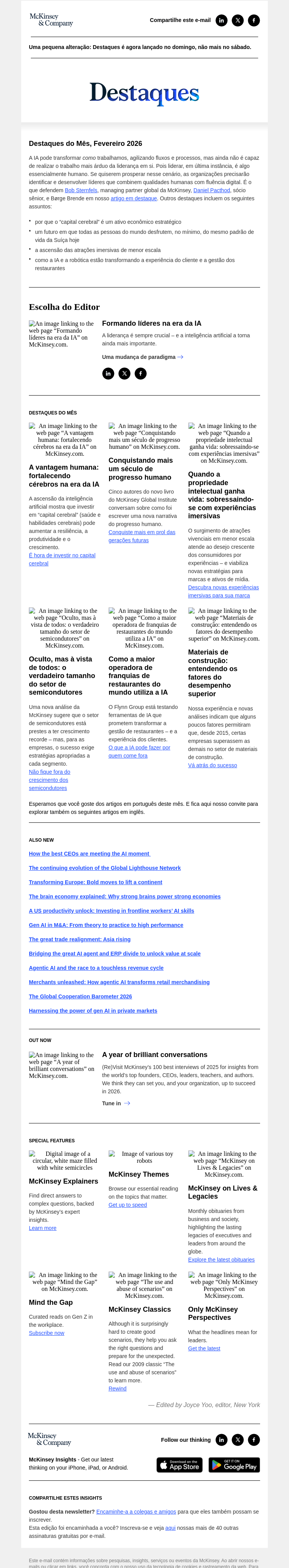 Письмо компании «McKinsey & Company» на тему «Na era da IA, a liderança nunca foi tão importante »