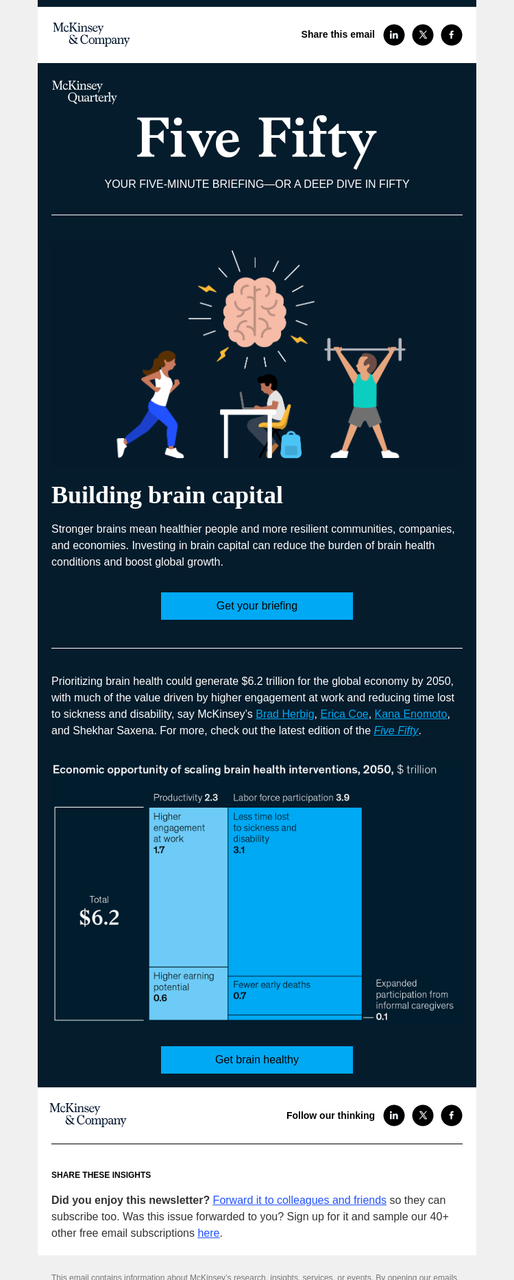 Письмо компании «McKinsey & Company» на тему «Why we need stronger brains: The case for building brain capital»