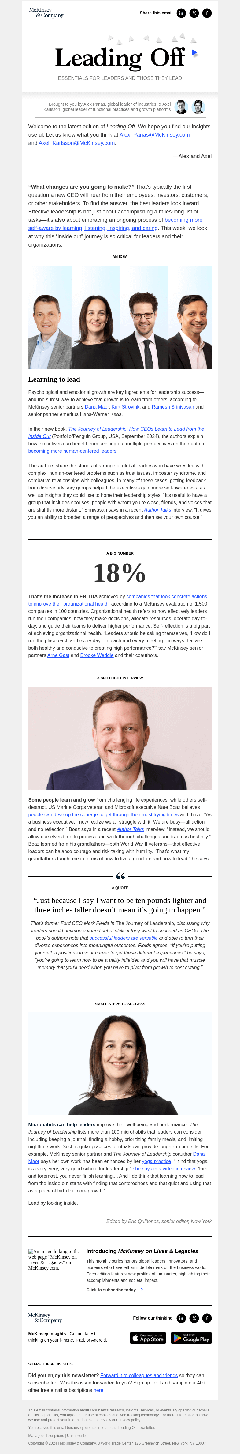 Письмо компании «McKinsey & Company» на тему «Look inward to move forward: A leadership journey»