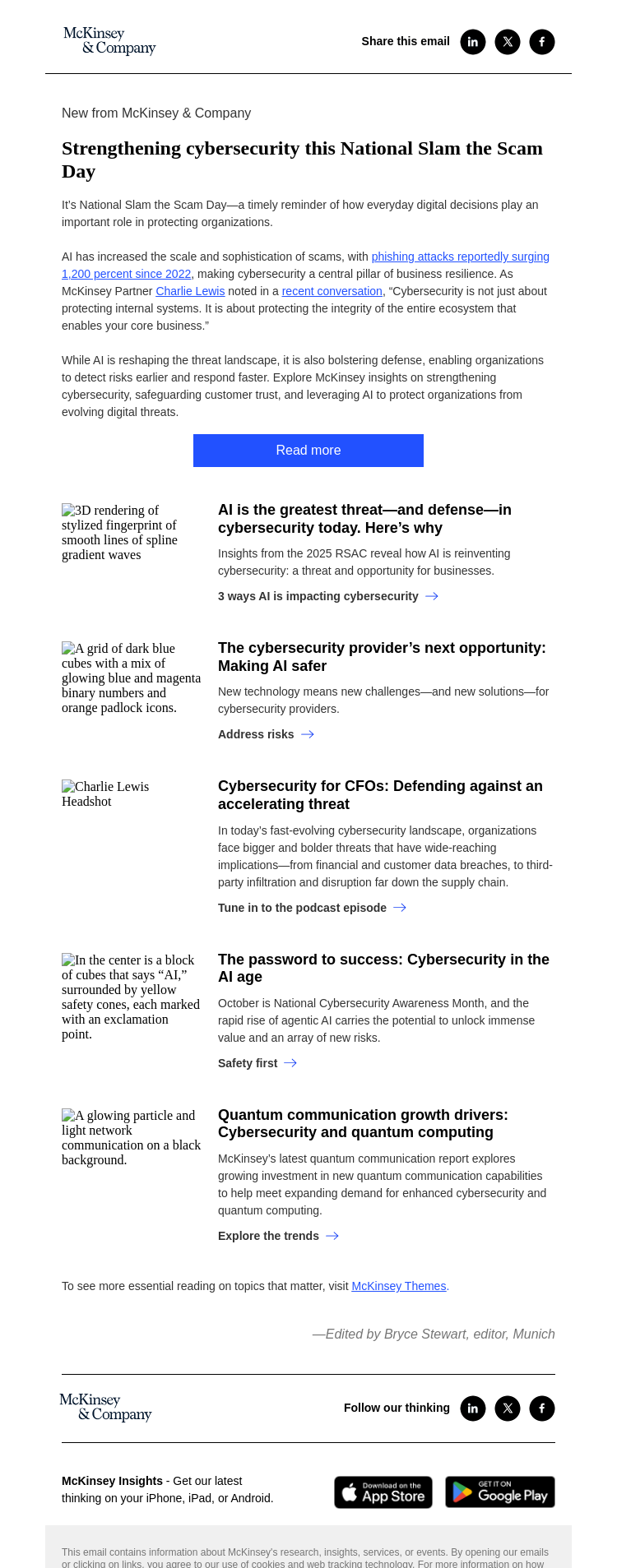 Письмо компании «McKinsey & Company» на тему «Why cybersecurity matters»