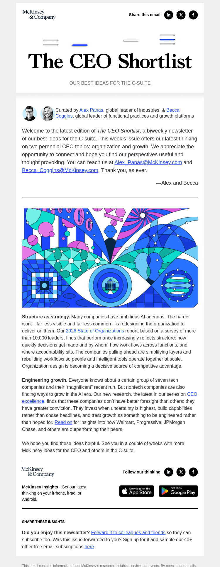Письмо компании «McKinsey & Company» на тему «Organization and growth today»