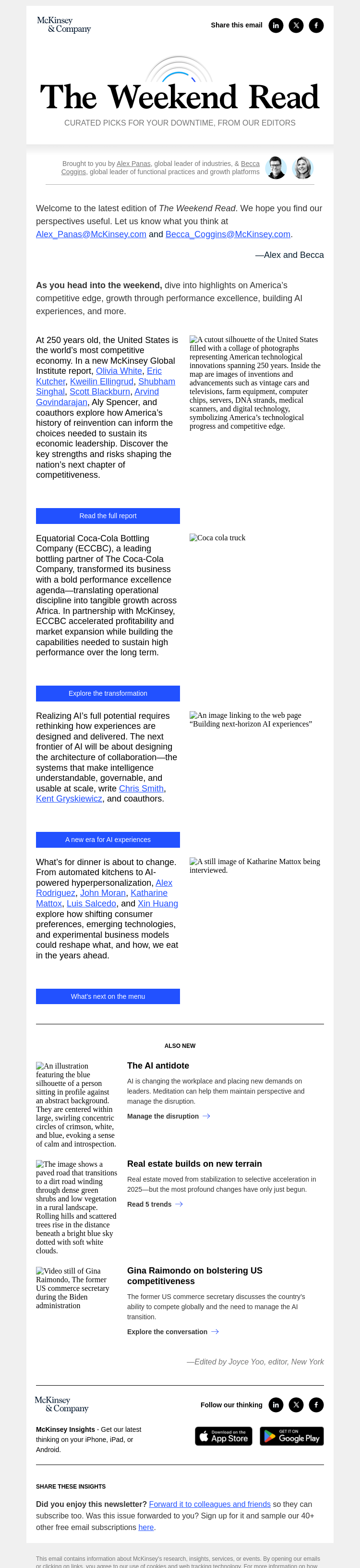 Письмо компании «McKinsey & Company» на тему «America’s competitive edge, growth through performance excellence, and more»