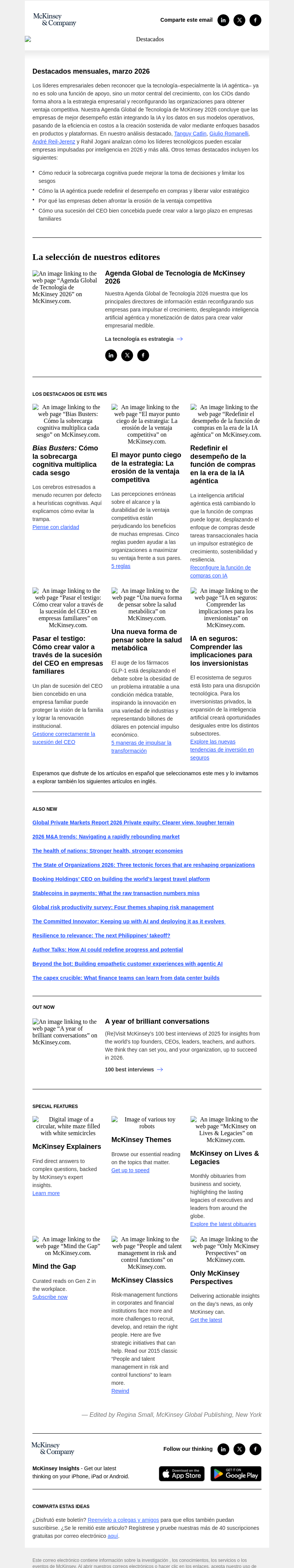 Письмо компании «McKinsey & Company» на тему «La agenda del CIO para escalar la IA agéntica en 2026»