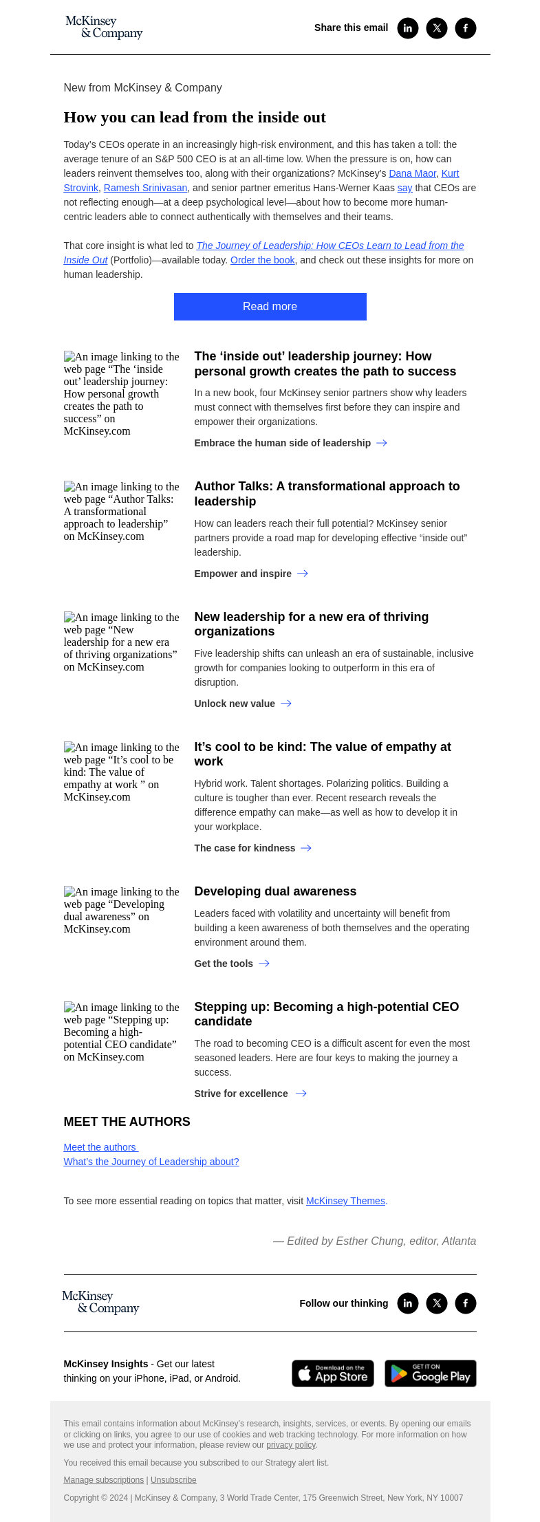 Письмо компании «McKinsey & Company» на тему «What’s next in your leadership journey?»