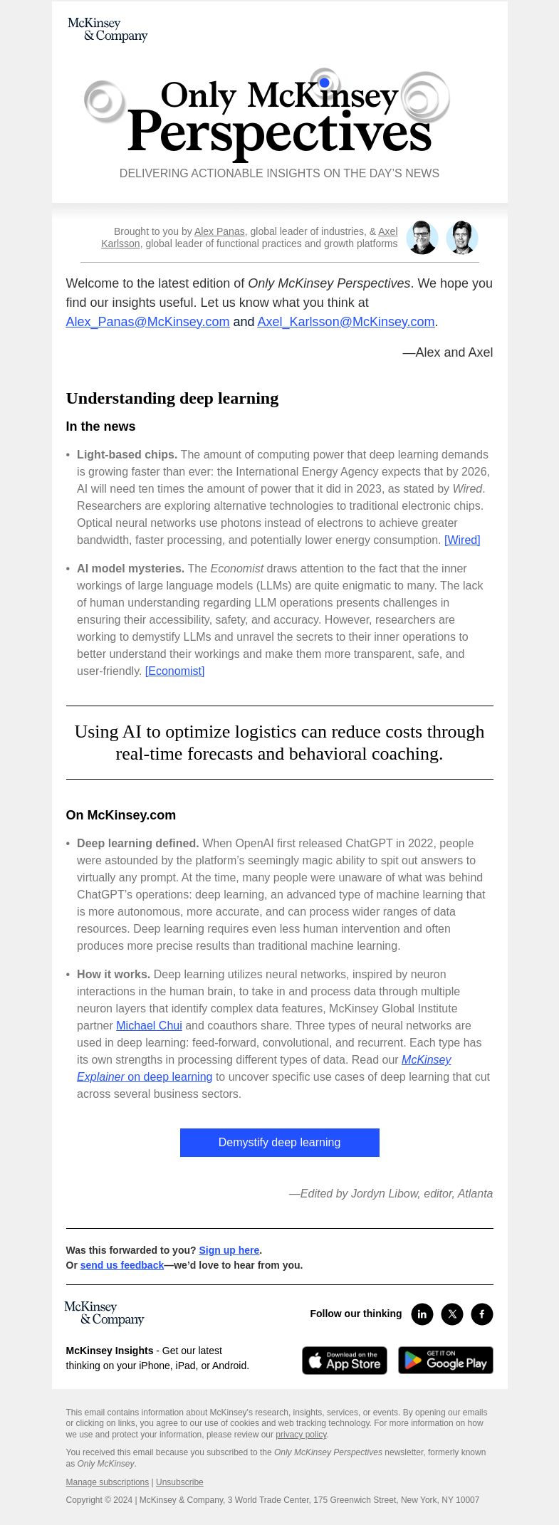Письмо компании «McKinsey & Company» на тему «What do you know about deep learning?»