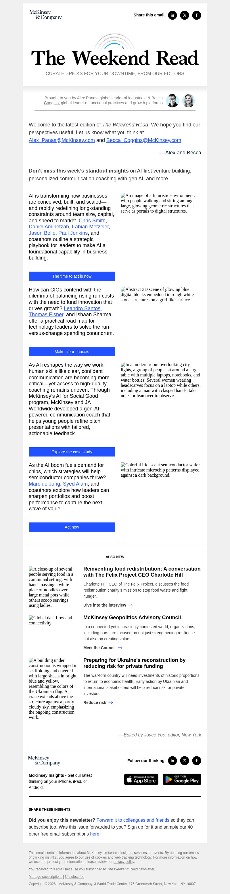 Письмо компании «McKinsey & Company» на тему «Build and scale businesses faster with AI»