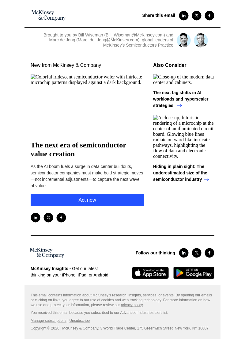 Письмо компании «McKinsey & Company» на тему «The next era of semiconductor value creation»