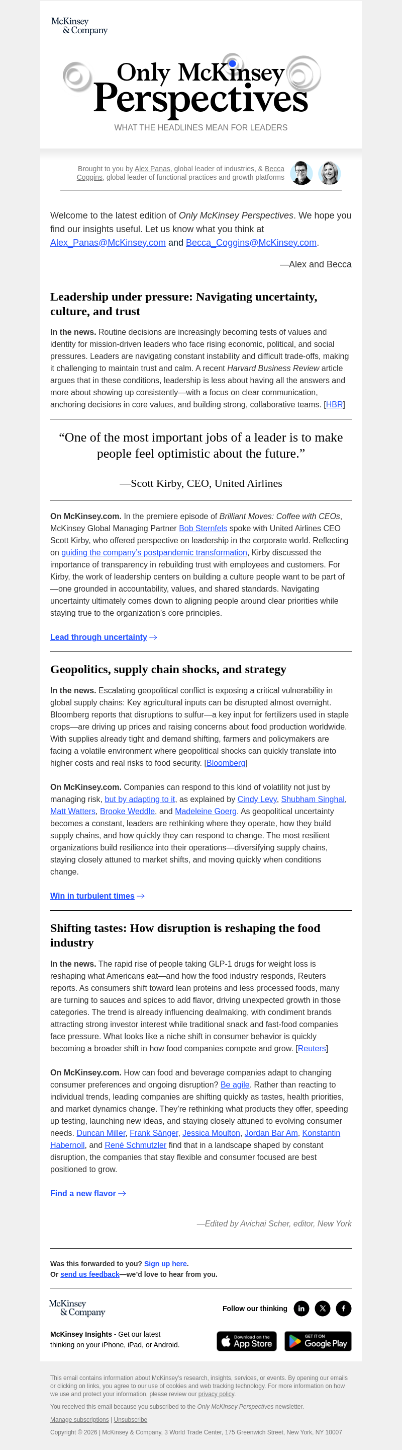 Письмо компании «McKinsey & Company» на тему «How leaders build trust—and how disruption reshapes markets»