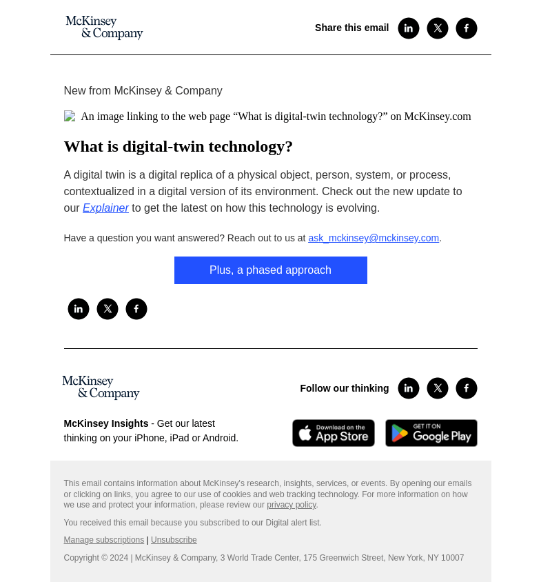 Письмо компании «McKinsey & Company» на тему «What is digital-twin technology?»