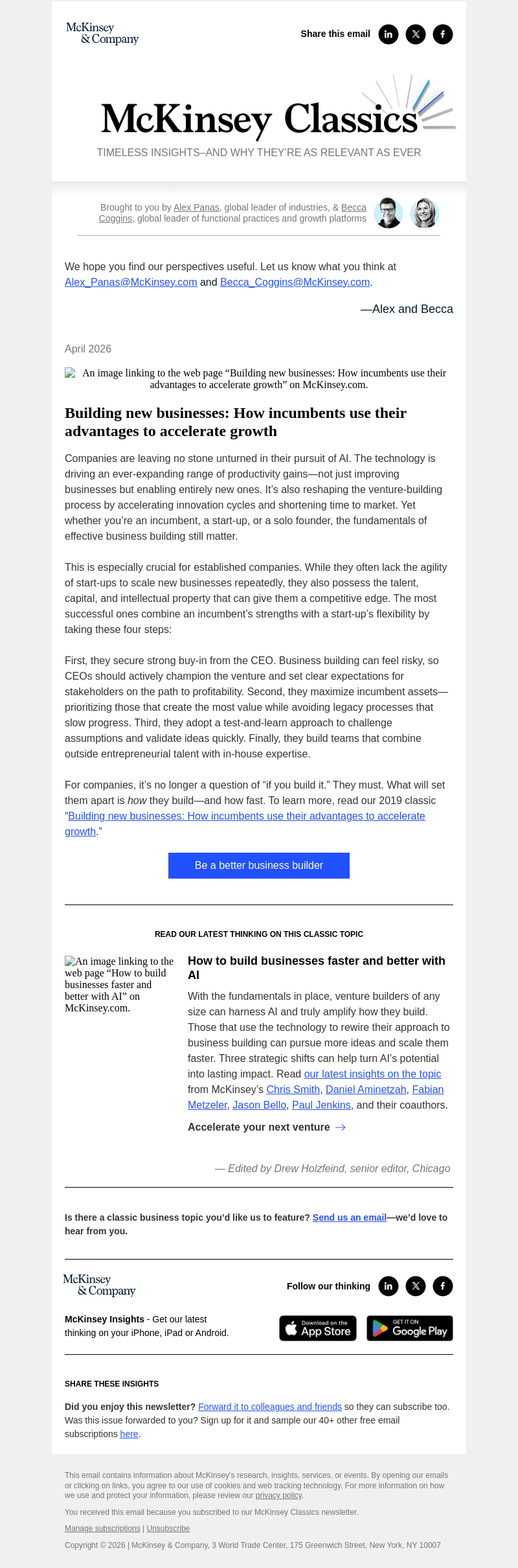 Письмо компании «McKinsey & Company» на тему «If you don’t build it, growth won’t come»