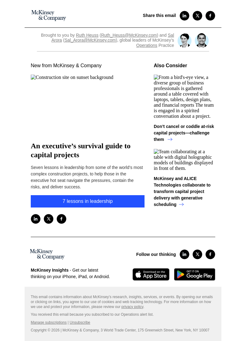Письмо компании «McKinsey & Company» на тему «An executive’s survival guide to capital projects»