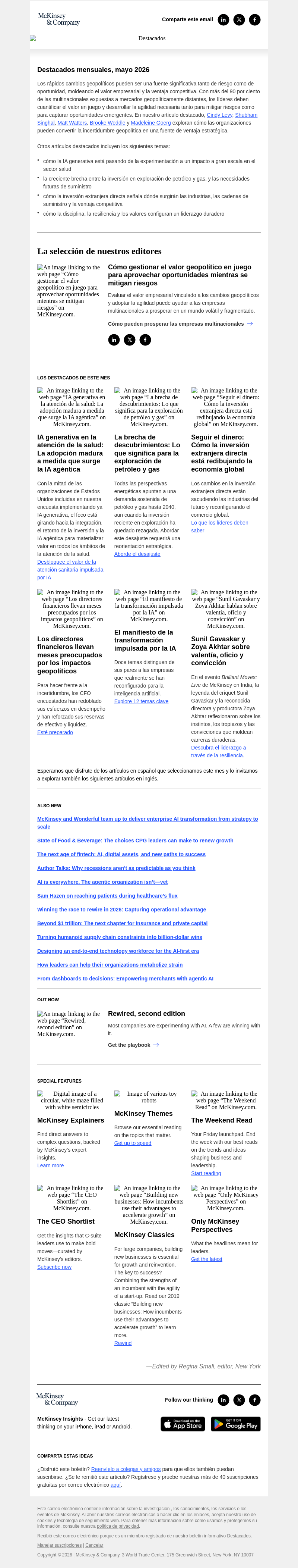 Письмо компании «McKinsey & Company» на тему «Cómo afrontar los cambios geopolíticos y capturar el valor en juego»