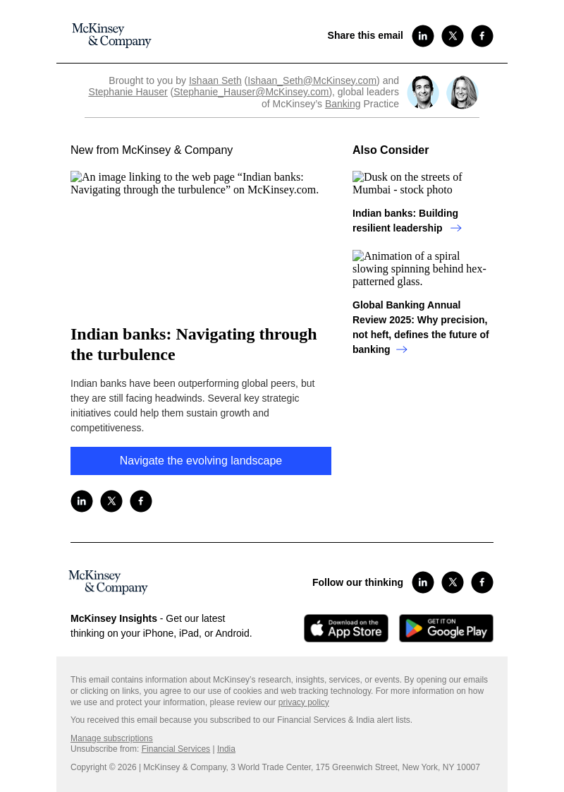 Письмо компании «McKinsey & Company» на тему «Indian banks: Navigating through the turbulence»