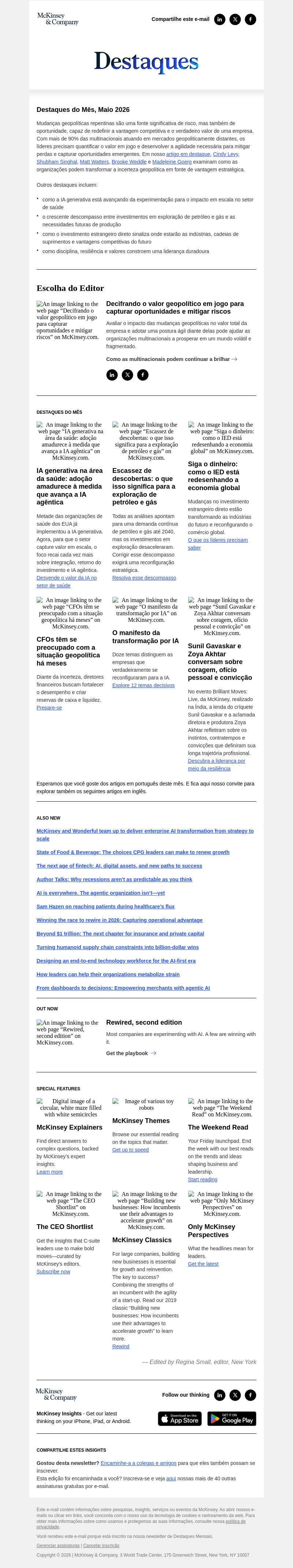 Письмо компании «McKinsey & Company» на тему «Decifrando mudanças geopolíticas e o valor em jogo»