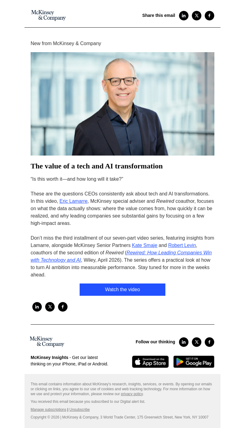 Письмо компании «McKinsey & Company» на тему «Is a tech and AI transformation worth it?»