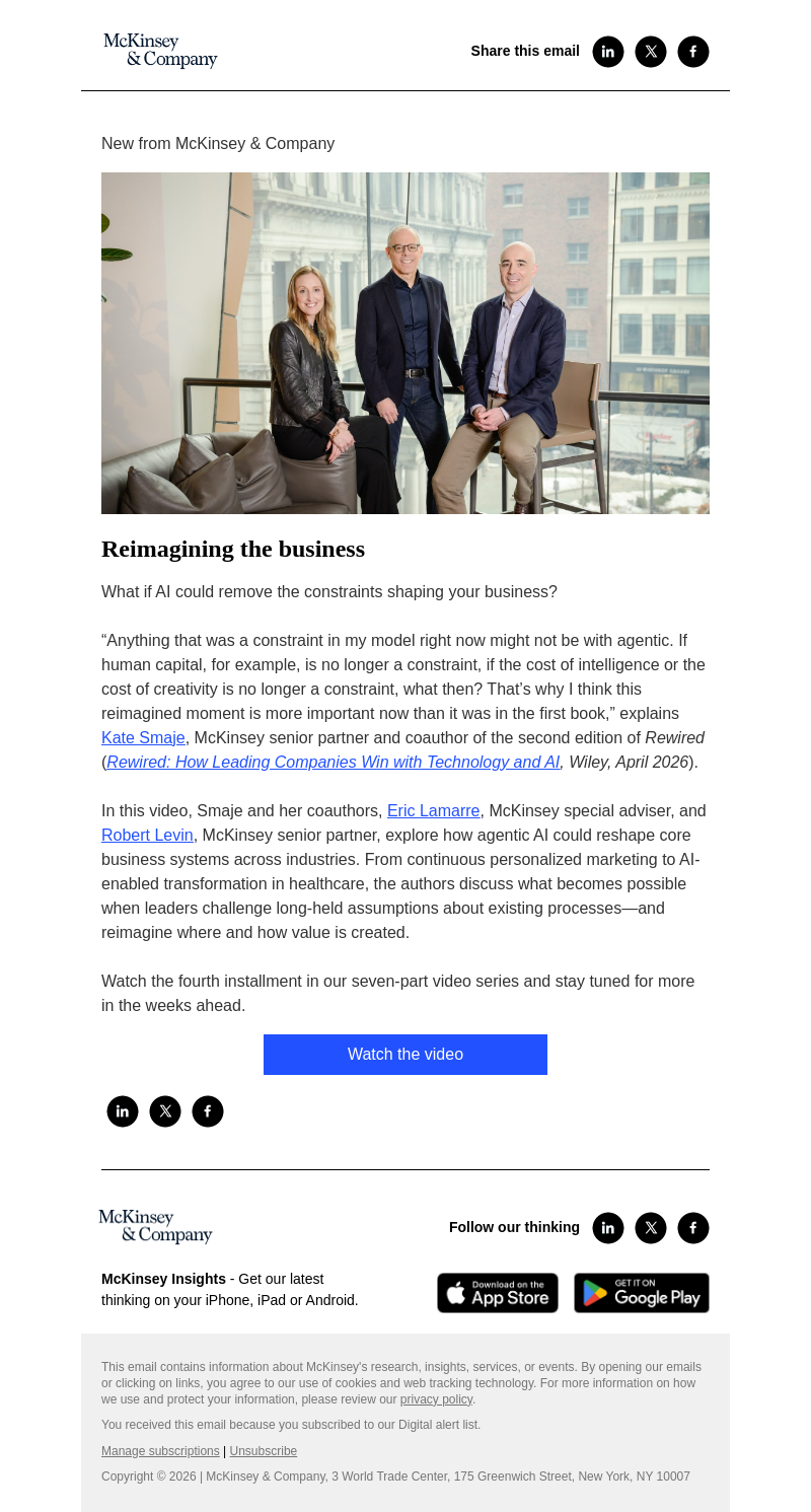 Письмо компании «McKinsey & Company» на тему «What if AI could remove the constraints shaping your business?»