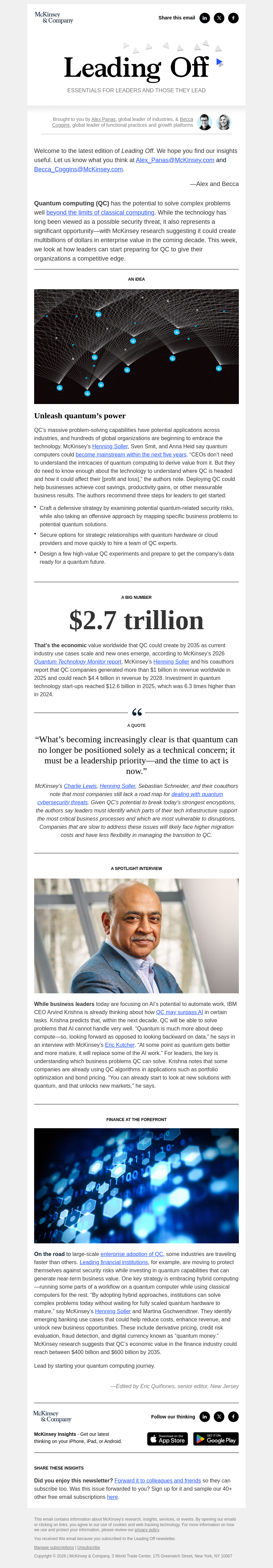 Письмо компании «McKinsey & Company» на тему «A leader’s guide to quantum computing»