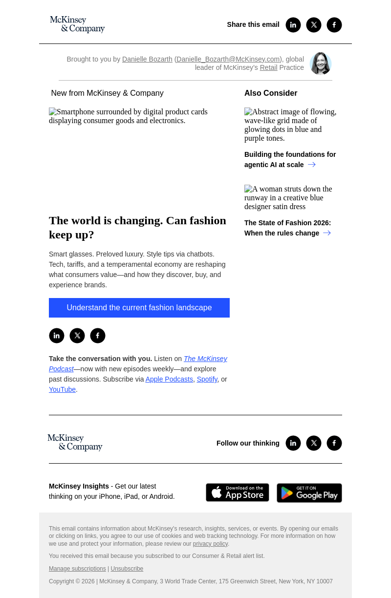 Письмо компании «McKinsey & Company» на тему «The world is changing. Can fashion keep up?»