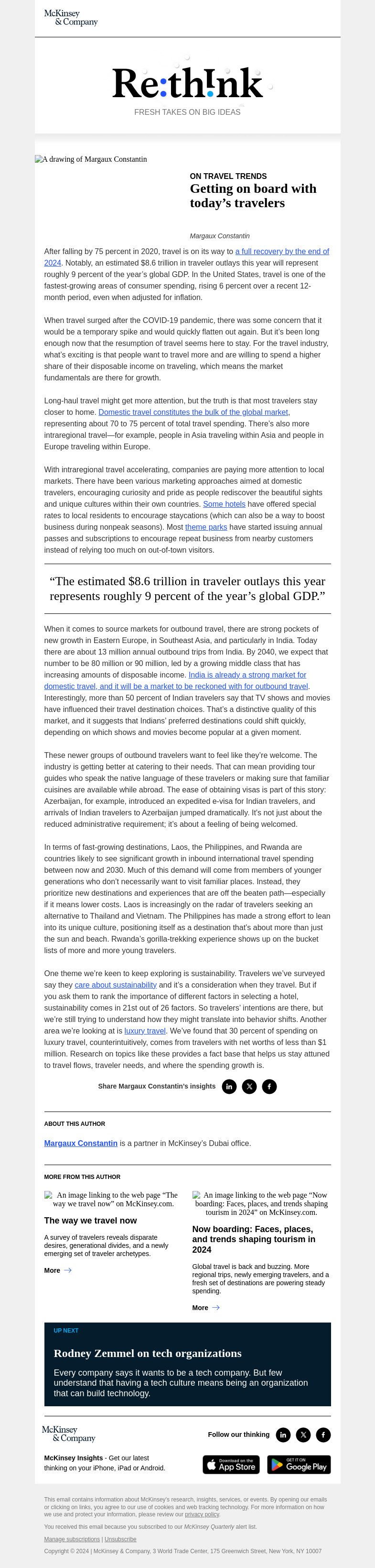 Письмо компании «McKinsey & Company» на тему «Who’s traveling now, and where are they going?»